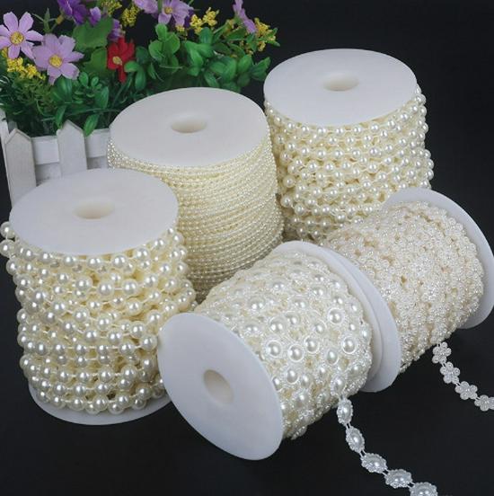 Handmade Beaded Pearl Chain for Wedding Curtains, Clothing, and Doll Accessories