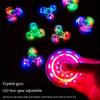 3PCS Crystal Luminous LED Light Fidget Spinner Hand Top Spinners Glow In Dark EDC Stress Relief Toys Kinetic Gyroscope For Children