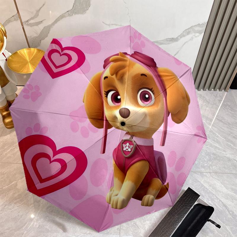 Cartoon Dog Umbrella with Automatic Open/Close & Self-8-Rib Heavy-Duty Umbrella, Compact Travel Umbrella Suitable for Outdoor