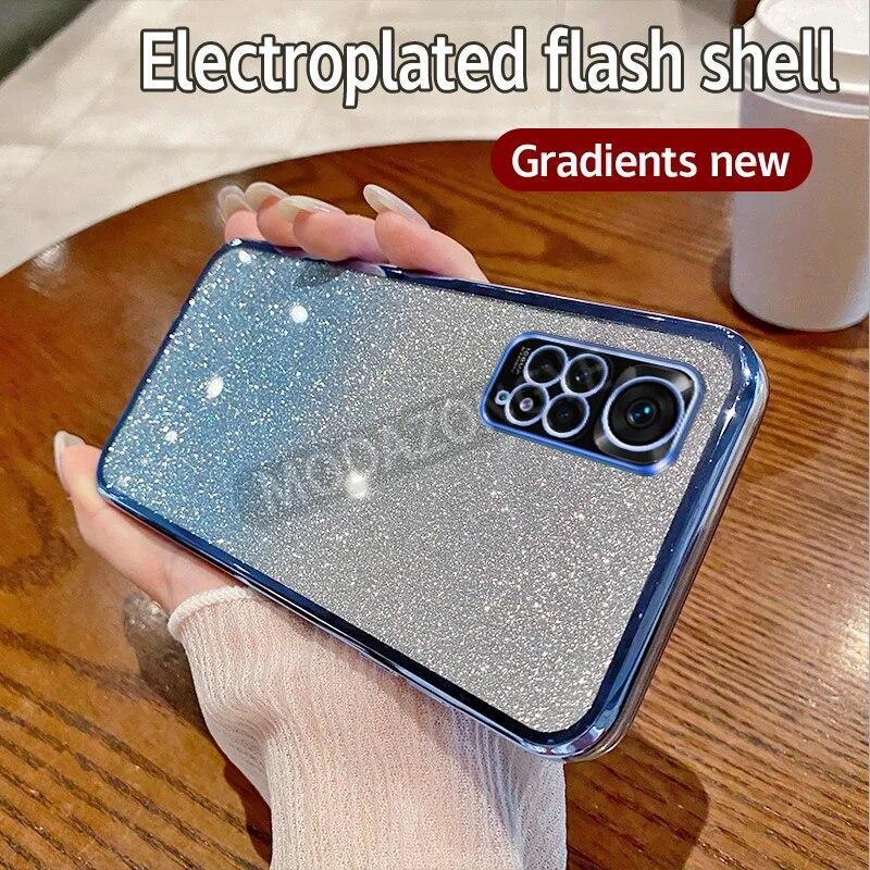 For Redmi Note 11S Case Electroplating Soft Glitter TPU Cell Phone Back Cover Redmi Note 11 4G Phone Casing For Girl Woman