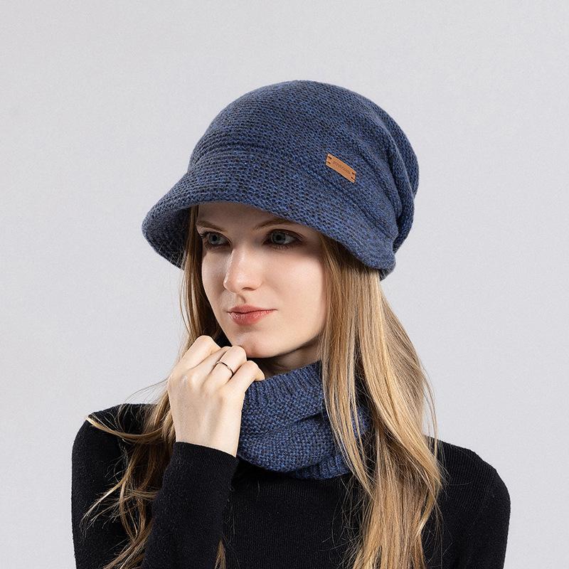 Warm Hats Winter Hat Scarf Set Velvet Cold Protection Warm Knitted Hat Women's Knitted Hat Set