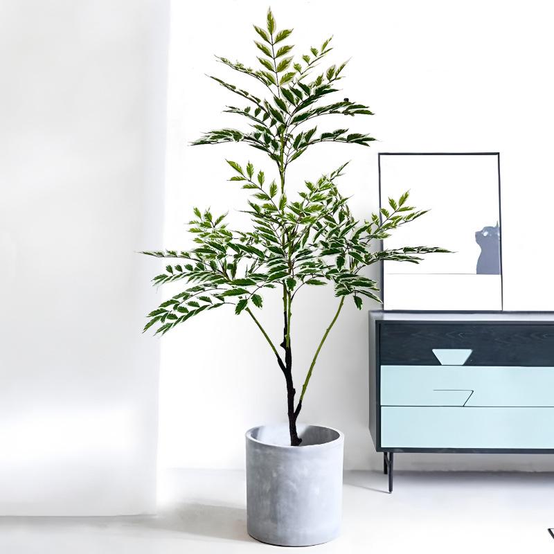 Ten Merits Biomorphic Green Plants: Vintage Indoor Staircase Decor, Large Floor-Standing Faux Potted Plant for Home