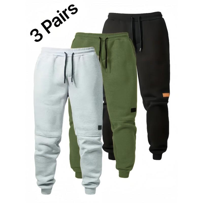 Mens Fleece Sweatpants Casual Sports Trousers With Drawstring Winter Warm