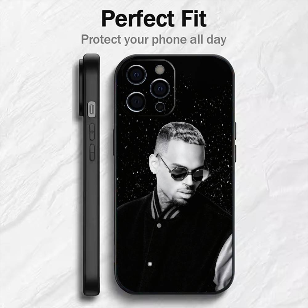 Чехол для телефона RxB CB-C-Chris Brown Для iPhone17,16,15,14,13,12 Plus,Max Мягкий Силиконовый Черный Чехол