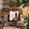 Christmas Porch Hanging Ornaments Wooden House Ornament, 2D Castle Car Decor with Xmas Tree Embellishments Red String, Rustic Pendant, Holiday