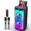 FanFun Karaoke Machine, Portable Bluetooth Speaker with 2 Microphones, RGB Party Light, Remote Control, T10-T