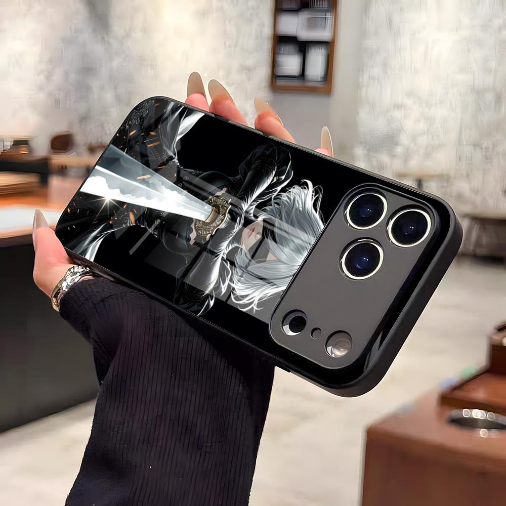 Чехол для телефона N-NieR A-Automata 2B Для iPhone 17 Air 16 E Pro Max 15 14 13 Mini 12 Pro 11 Max Plus Черная стеклянная крышка