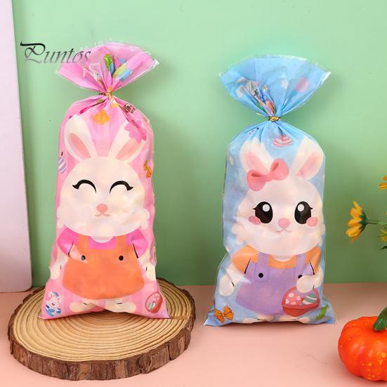 50Pcs Easter Bunny Candy Bags Large Capacity Cartoon Pattern Cute Cookie Candy Wrapping Bag Party Gift Bags