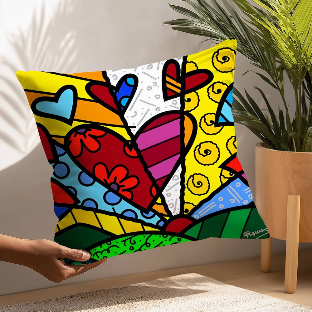 B-Britto Art Design Pillow Case Plush Fabric Soft  Pillowcase Double Sided Print Cushion Cover Household Gifts