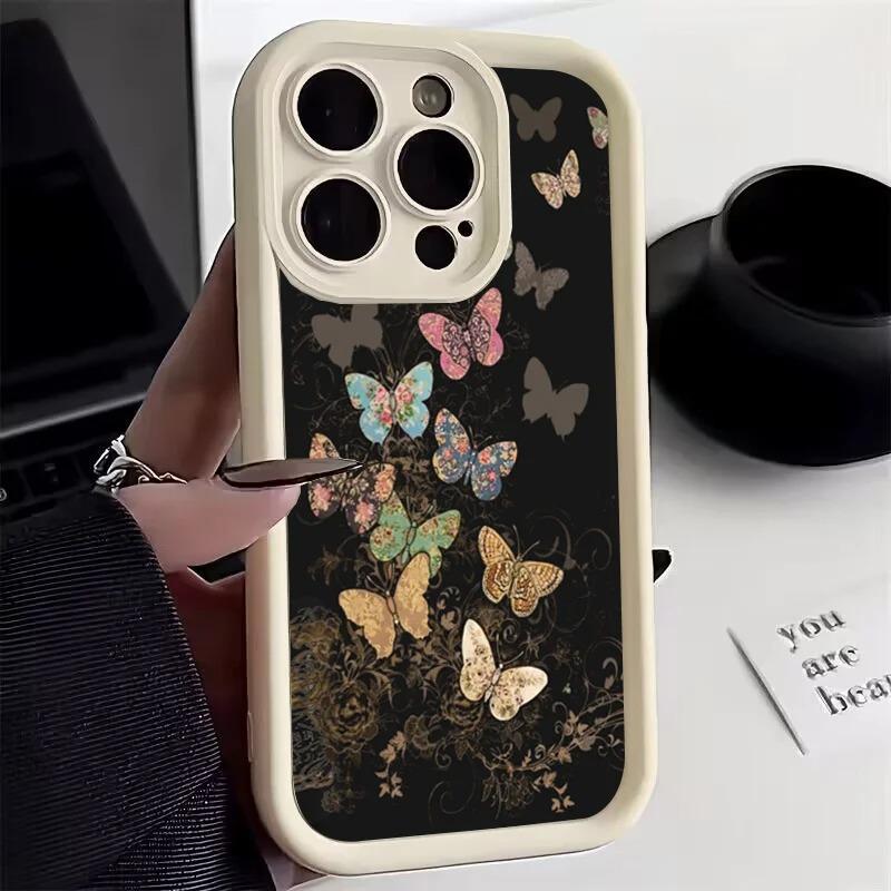 Fashion Butterfly Case For iphone 17 16pro 15pro14 13 12 11 12pro 13pro max 14plus Silicone AntiFall Protective Cover