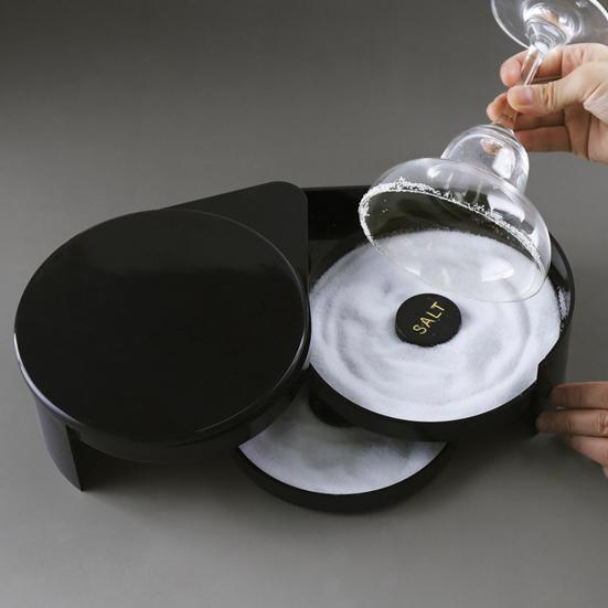 Glass Rimmer Food Grade Smooth Edge Multi-layer Dustproof Rotatable Multipurpose Plastic 3-Tier Bar Glass Cocktail Sugar Salt Rimmer Kitchen Supplies