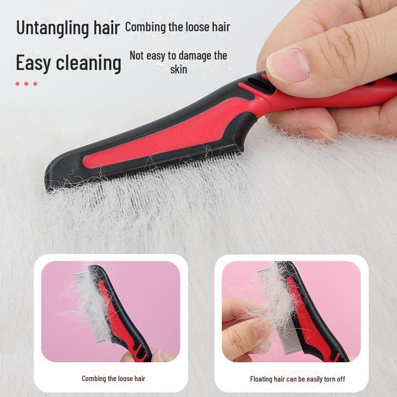 Double Row Pet Comb for Dogs & Cats - Flea & Lice Removal, Detangling & Cleaning