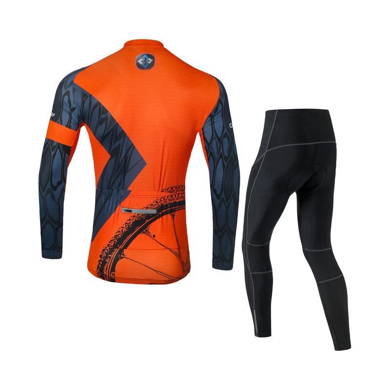Мужские комплекты для езды на велосипеде с длинными рукавами, одежда для защиты от пота, костюмы с 3D набивкой, подушка для велоспорта, трикотажные изделия для велоспорта