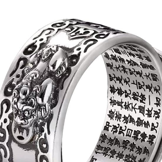 Мужское кольцо, винтажное кольцо с резьбой, мантра, регулируемое Священное Писание, принесет удачу, богатство, подарок на день рождения, мужской китайский