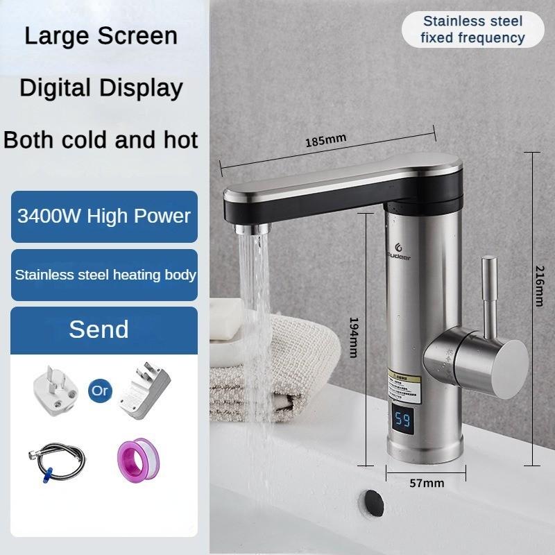3400W Stainless Steel Instant Heating Faucet In The Bathroom Digital Display Electric Faucet Cold and Hot Dual-purpose Ceramic Valve Core Faucet