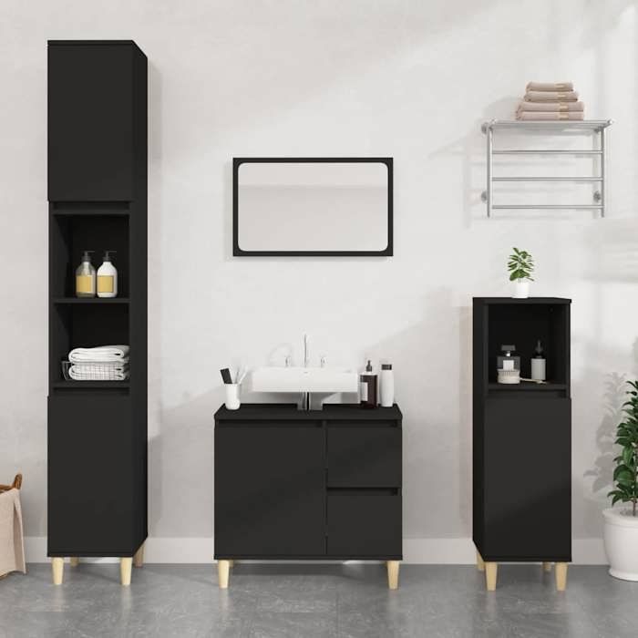 VidaXL Bathroom Cabinet Black 65x33x60 Cm Engineered Wood 819821