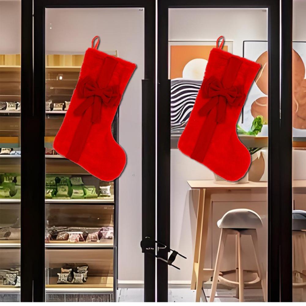 Christmas Pendant Decor With Bow Christmas Stocking Lagre Size Cartoon Christmas Present Bag 3D Xmas Tree Hanging Socks Festive