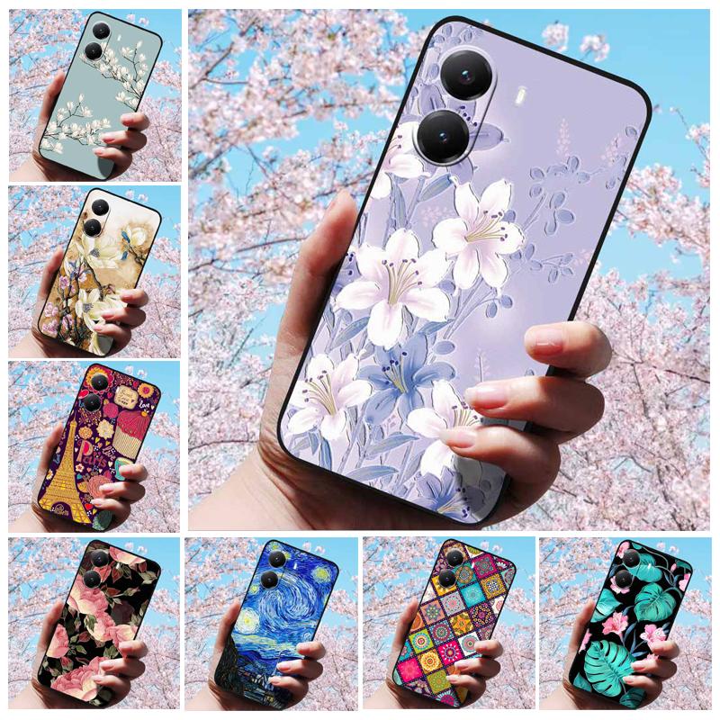 Для Xiaomi Poco X7 Pro 3D Рельефный Цветок Тиснение Мягкий Силиконовый Чехол Мультяшная Расписная Задняя Крышка для Poco X7 Pro с 3D Рельефным Чехлом