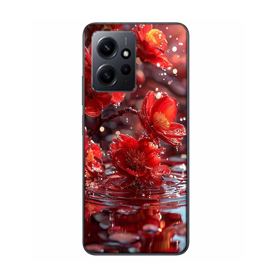 Чехол для телефона "Снегопад Красные персиковые цветы" для Redmi 12 13C 12C 15C 9 10 10C Note 13 Pro Plus 14 15 Pro 9T 9C 9A TPU Мягкий чехол Cle