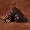 Широкий винтажный мужской ремень из натуральной коровьей кожи с медной пряжкой с двойной иглой, модный мужской ремень для джинсов