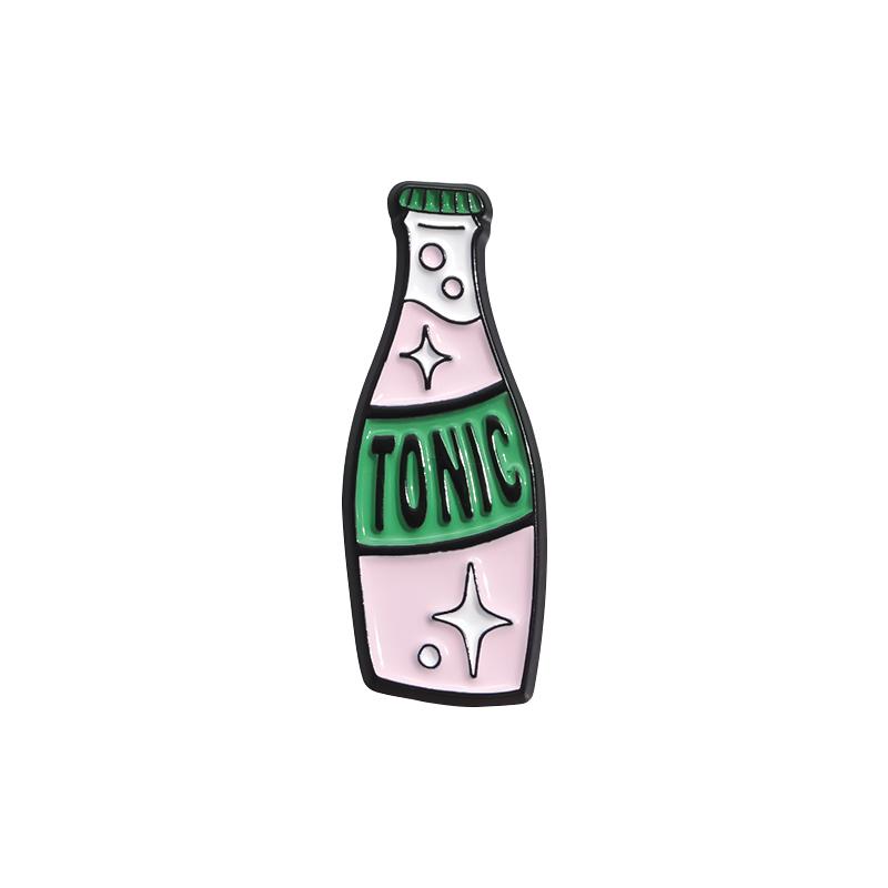 Эмалевые значки в виде винных бутылок, пользовательские броши GIN TONIC, значки на лацкан, мультяшные забавные украшения, подарок для друзей