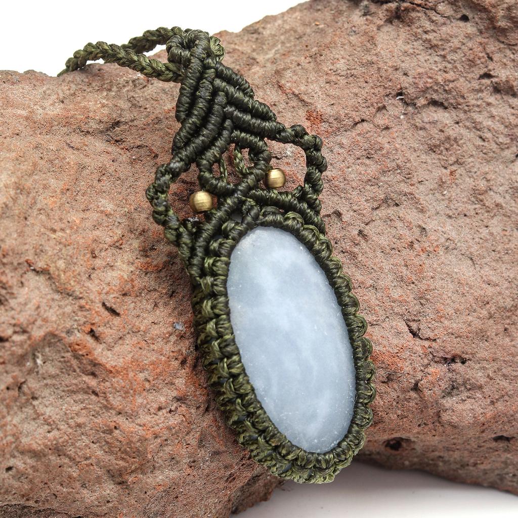 Ювелирные изделия ручной работы Owyhee Blue Opal Macrame Thread Gemstone, ожерелье 20-36''Ad