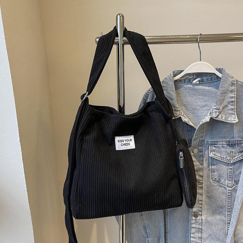 Модная универсальная сумка через плечо для колледжа, вельветовая квадратная сумка для женщин, большая вместимость, для отдыха, портативная сумка через плечо