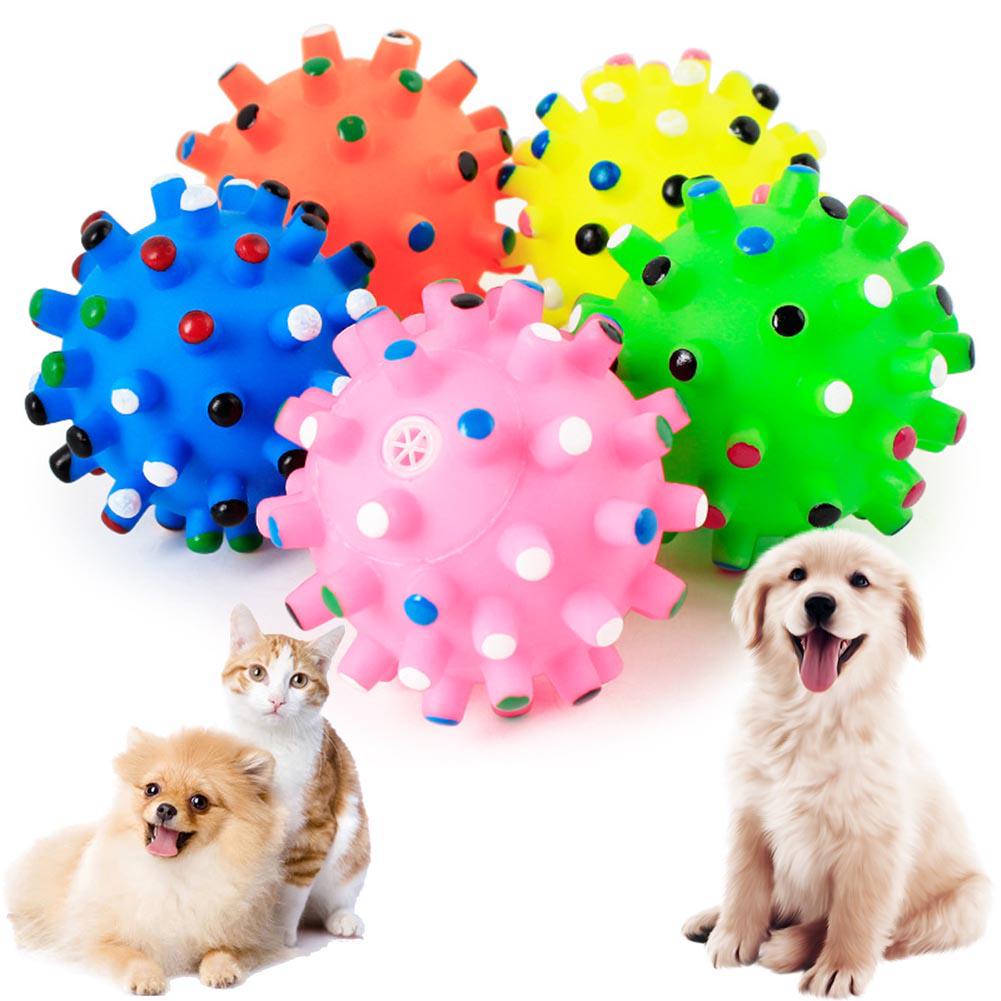 Pet Dog Puppy Thorny Round Ball Molar Teeth Cleaning Chewing Squeaky Sound Toy The Secret Life of Pet