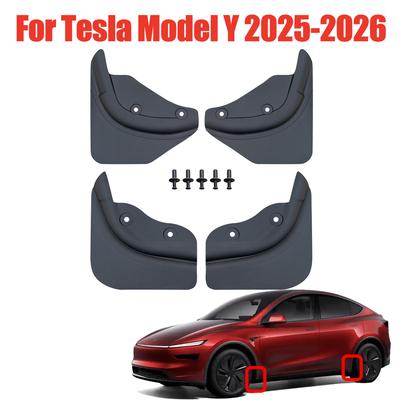 Для Tesla Model Y 2025-2026 Передние и Задние Брызговики Колес Мягкие Брызговики Защита от Грязи Крыло Без Сверления Брызговик Аксессуары для Автомобиля