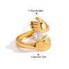 Yori Statement Heart White Cubic Zirconia Valentine's Day Open Ring for Women Tarnish Resistant Metal Attractive Jewelry