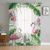 Экзотические пальмовые листья Фламинго прозрачные оконные шторы для гостиной спальни вуаль тюлевые шторы тканевые шторы для кухни