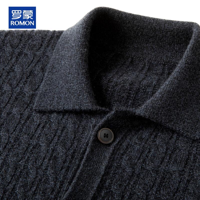 ROMON Men's 100% Pure Cashmere Cable Knit Cardigan
