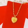 Hollow heart-shaped pendant clavicle chain for women  gold, pendant carved double butterfly heart