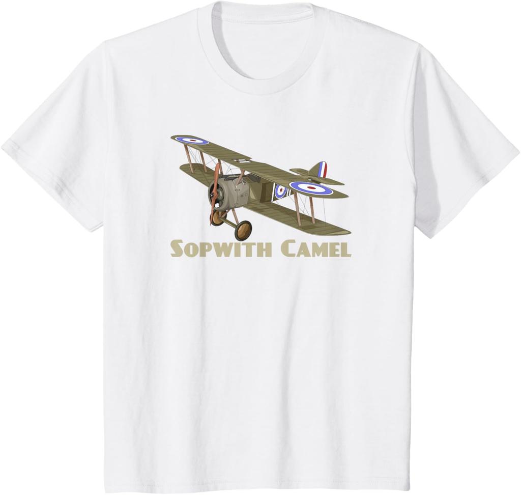 Avion De Chasse Sopwith Camel WW1 Biplan Britannique T-Shirt Short Sleeve Casual 100% Cotton Shift