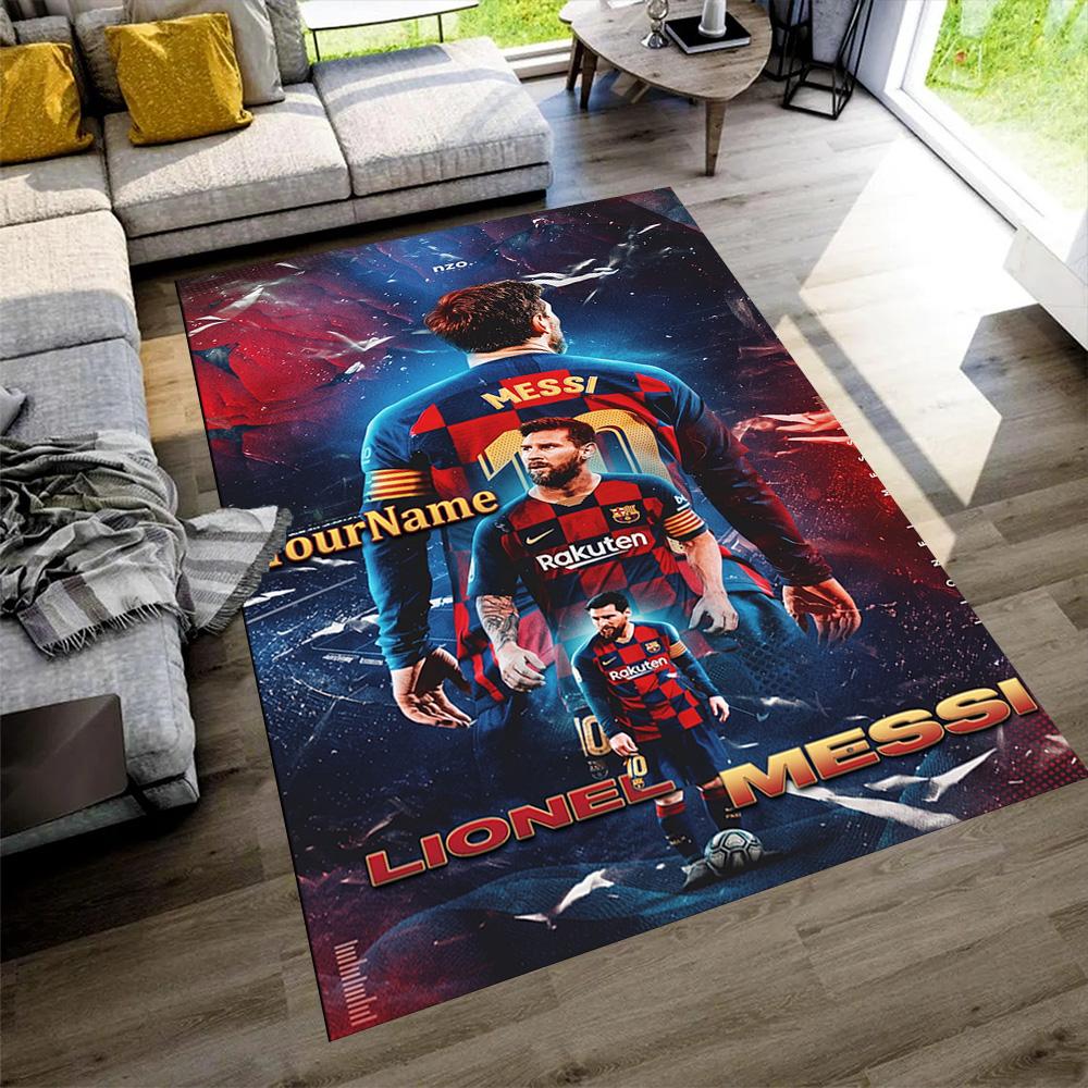 Messi Customize Your Name Area Rug Design for Outdoor Entryway Kitchen Living Rooms Anti-slip Rug Anime Office Decor Perfect Gift for Women/Men
