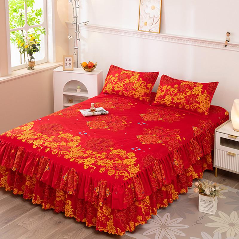 Skin-Friendly Non-Slip Fitted Bed Skirt and Mattress Protector for 1.8m Double Bed