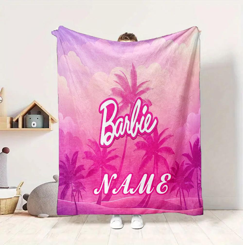 Custom Name Barbie Fashion Flannel Blanket Throw Blanket Soft Warm Sofa Bed home Decor Unique Gift