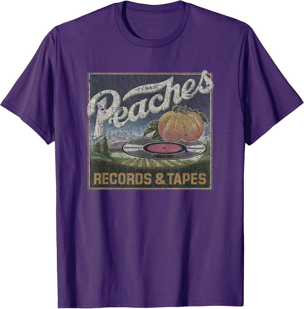 Vintage Retro Peaches Music Vinyl & Cassette T-Shirt
