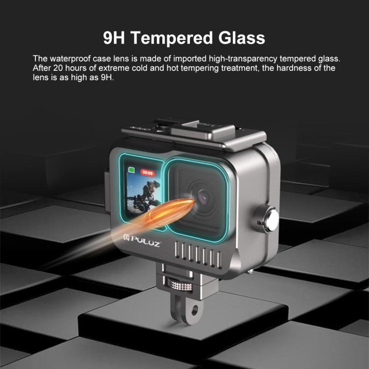 Для GoPro HERO13 черный /12 черный /11 черный /10 черный /9 черный PULUZ 40m водонепроницаемый корпус защитный чехол из алюминиевого сплава