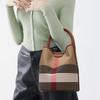 New Premium Canvas with Genuine Leather Women's Bag Fashion Versatile Cylinder Handheld One Shoulder Crossbody