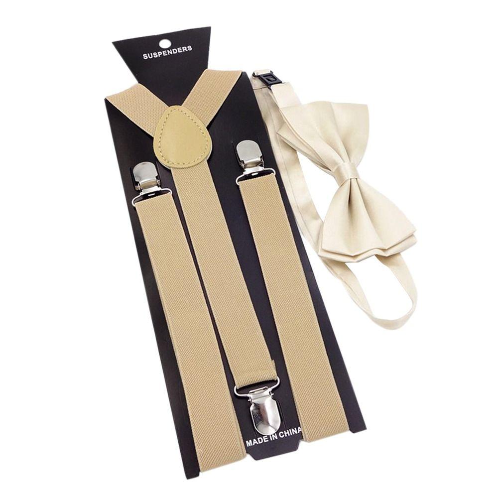 Эластичные мужские и женские однотонные подтяжки унисекс регулируемые ремни галстуки-бабочки комплект