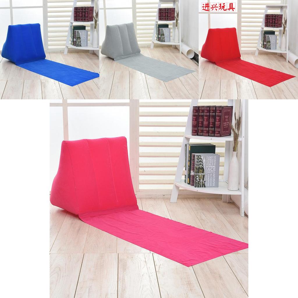 Большая надувная треугольная подушка из ПВХ-бархата для пляжа/кемпинга серая/синяя/розовая