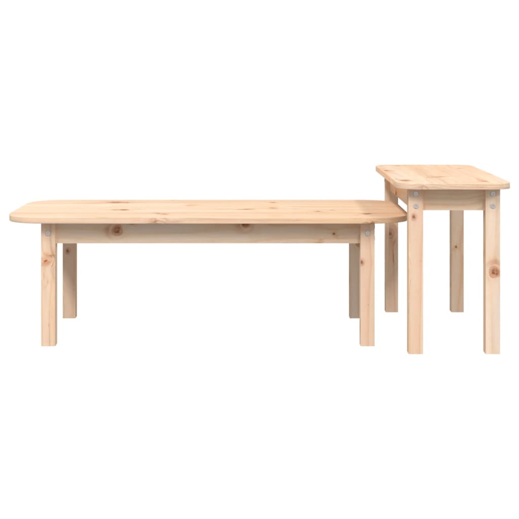 2 Piece Coffee Table Set Solid Pine Wood