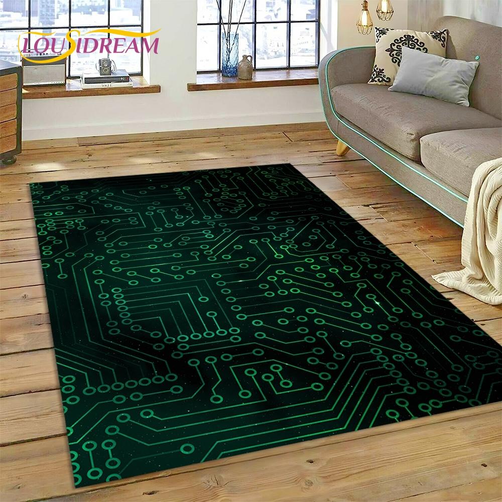 PCB Circuit Board 3D Chip CPU Rug Carpet for Living Room Bedroom Home Decor,Floor Mat Non-slip Decoration for Sofa Doormat Gift