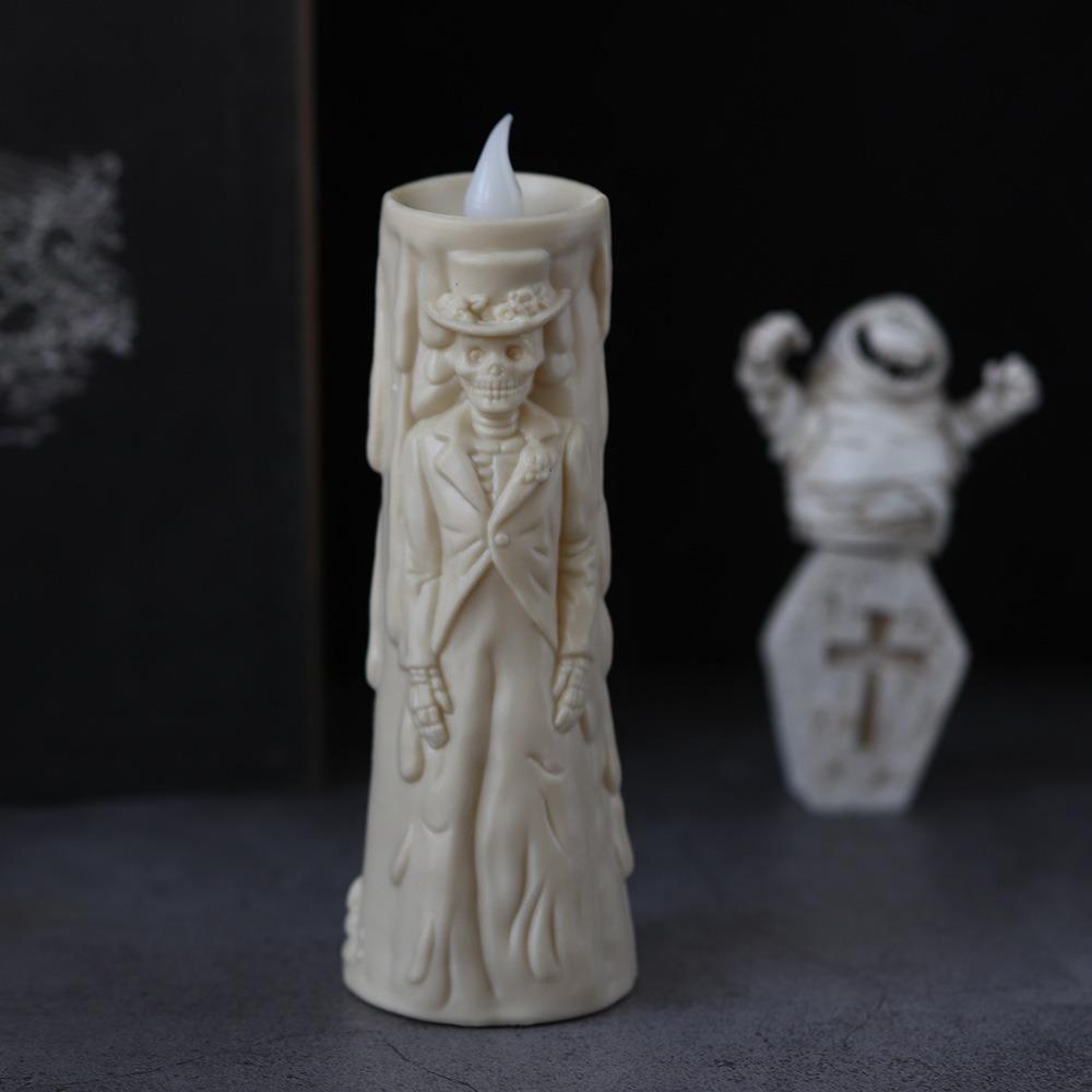 Odorless Ghost Groom Candle Lamp Plastic Halloween Ornaments Ghost Bride Candle Lamp Bedroom
