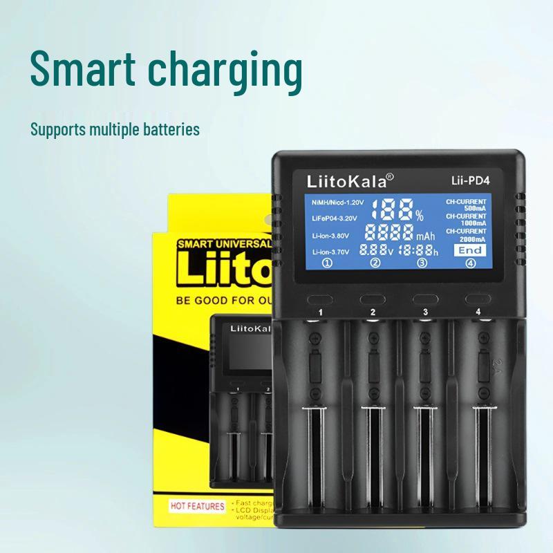 LiitoKala Lii-PD4 LCD Зарядное устройство для литиевых аккумуляторов для 18650, 26650, 21700