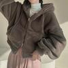 Lamb Coat Autumn Winter Plus Velvet New Sweatshirt Loose Cardigan Top Zipper Short
