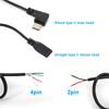 4 шт., 2/4-жильный контактный провод USB 2,0, тип C, мужской, женский, угловой, тип-c, кабельный разъем, прямоугольная вилка, данные для самостоятельного ремонта, зарядный шнур