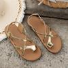 Fashion Shoes for Women 2024 Hot Sale Buckle Women's Sandals Summer Rome Solid Light Outdoor Casual Beach Flat Large Size Sandals