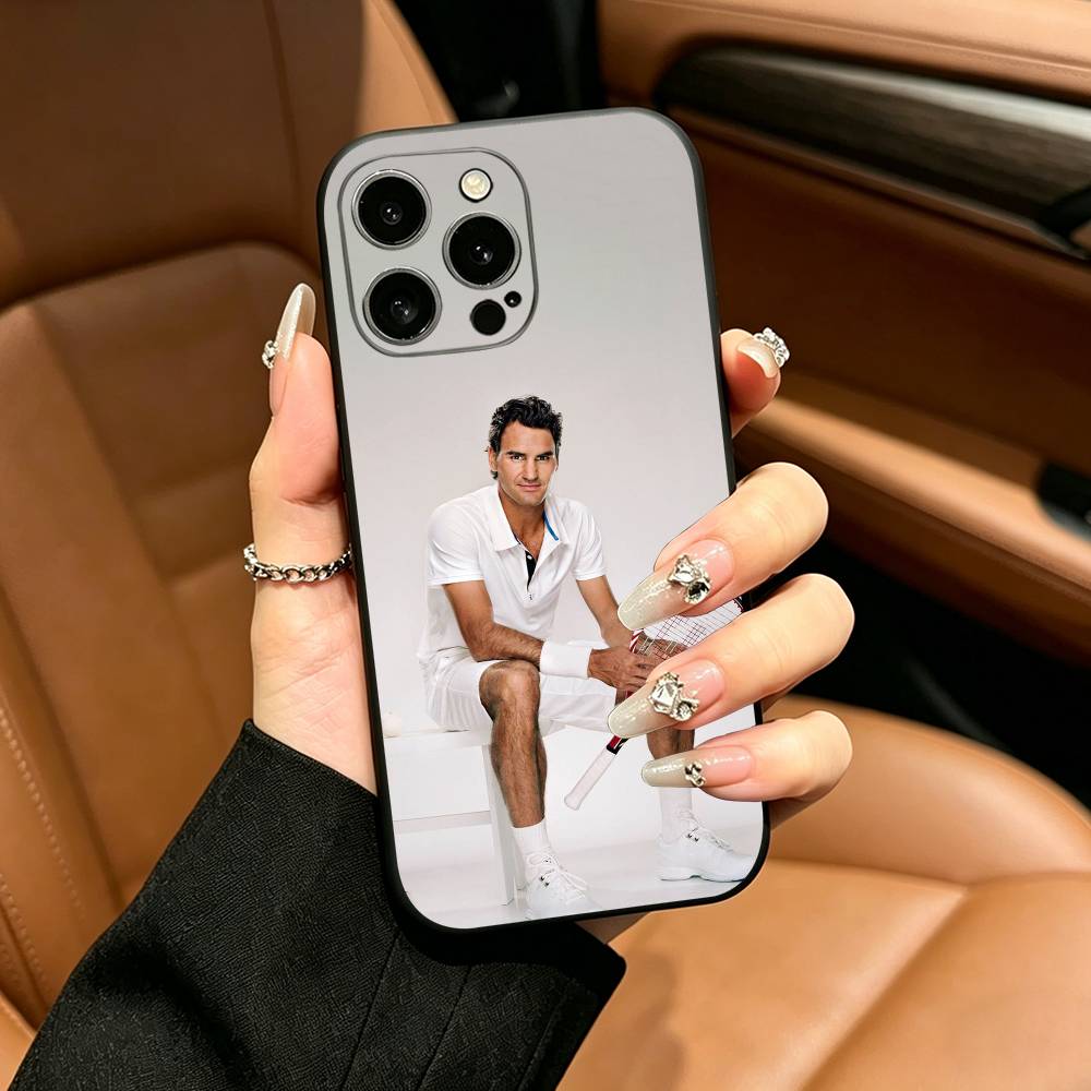 Чехол для телефона Роджер Федерер, Легенда Тенниса, для iPhone 17,16,15,14,13,12,11 Pro Max,16/15/14Plus,XS, Мягкий Черный Чехол